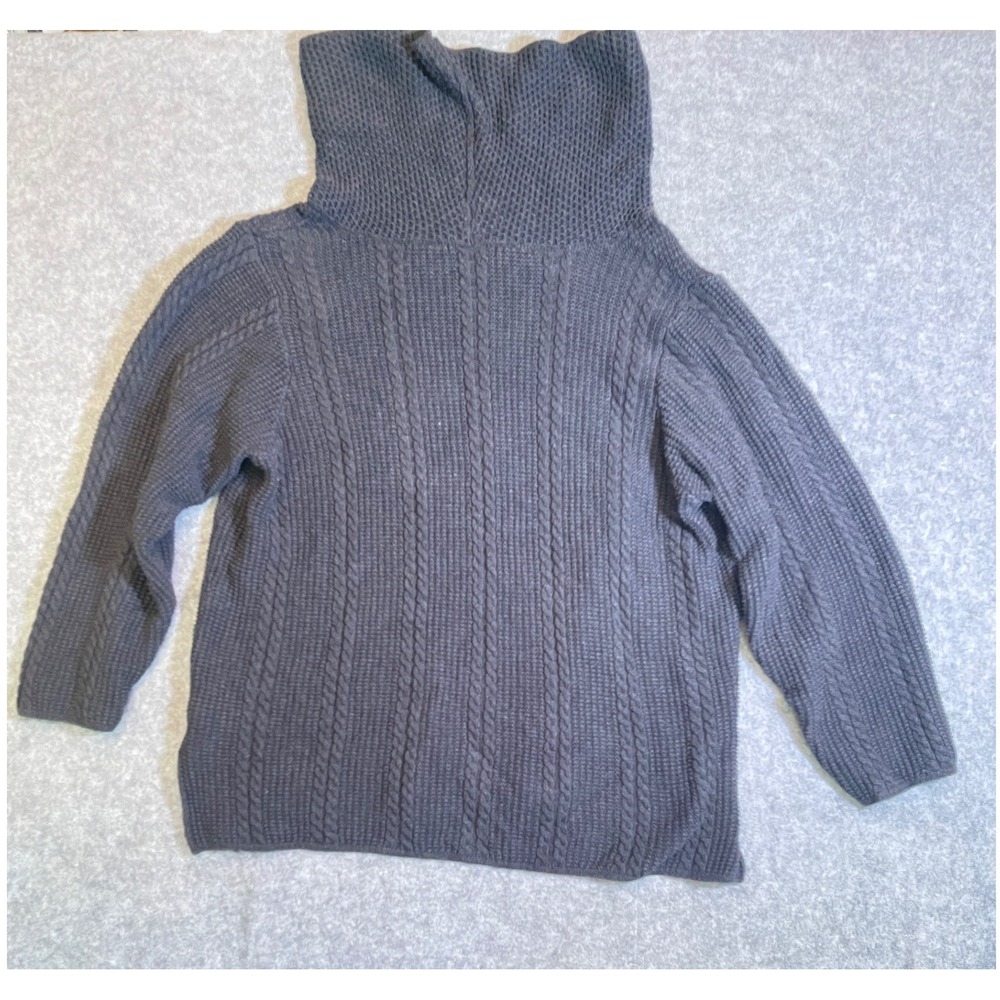 Womens Dark Grey Cable Knit Cowl Neck Sweater Charcoal Textured Pullover